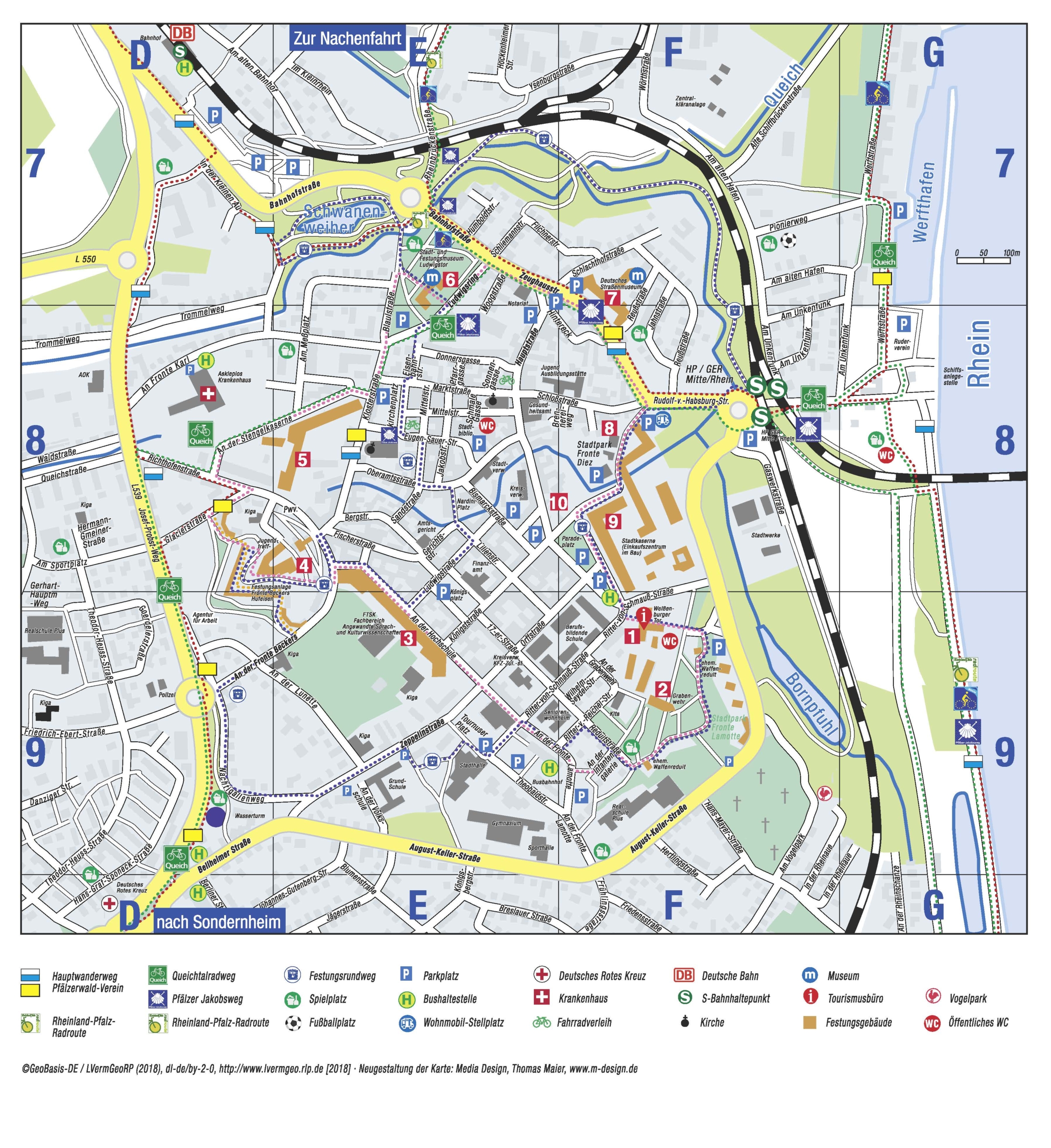 Stadtplan und Schilder Germersheim